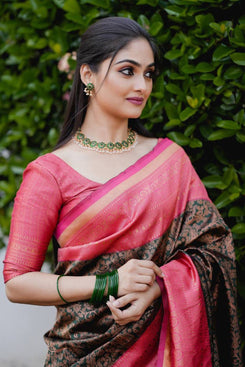 Admyrin Art Silk Function Wear Banarasi Woven Saree with Blouse Piece