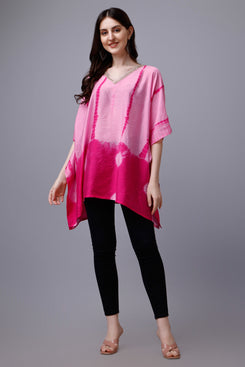 Admyrin Bright & Beautiful Summer Beach Wear Tie & Dye Chanderi Cotton Short Ready to Wear Kaftan