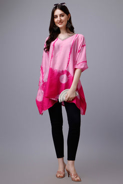 Admyrin Bright & Beautiful Summer Beach Wear Tie & Dye Chanderi Cotton Short Ready to Wear Kaftan