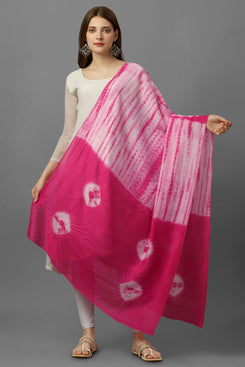 Admyrin Bright & Beautiful Dual Colour Chanderi Cotton Tie & Dye Printed Dupatta
