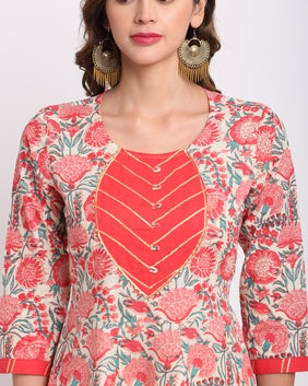 Admyrin Pure Cambric Cotton Printed Kurta Set With Dupatta