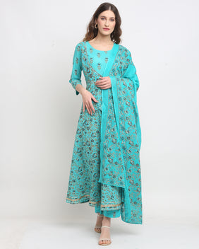 Admyrin Pure Cambric Cotton Printed Kurta Set With Dupatta