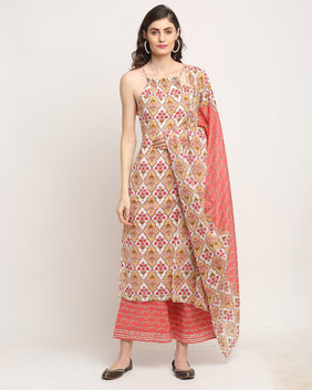 Admyrin Pure Cambric Cotton Printed Kurta Set With Dupatta