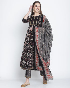 Admyrin Pure Cambric Cotton Printed Kurta Set With Dupatta
