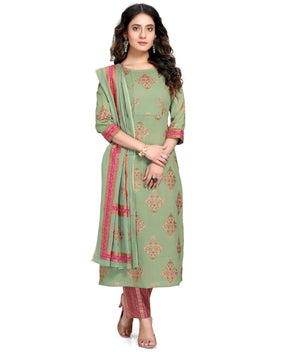 Admyrin Pure Cambric Cotton Printed Kurta Set With Dupatta