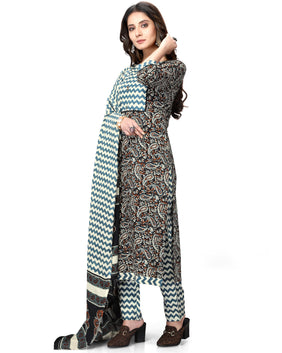 Admyrin Pure Cambric Cotton Printed Kurta Set With Dupatta