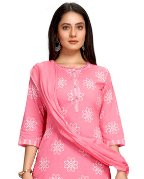 Admyrin Pure Cambric Cotton Printed Kurta Set With Dupatta