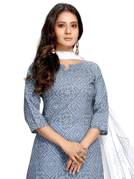 Admyrin Pure Cambric Cotton Embroidered Kurta Set With Dupatta