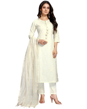 Admyrin Pure Cambric Cotton Embroidered Kurta Set With Dupatta