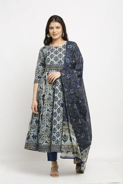 Admyrin Pure Cambric Cotton Printed Kurta Set With Dupatta