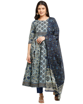 Admyrin Pure Cambric Cotton Printed Kurta Set With Dupatta