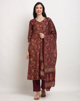 Admyrin Pure Cambric Cotton Printed Kurta Set With Dupatta