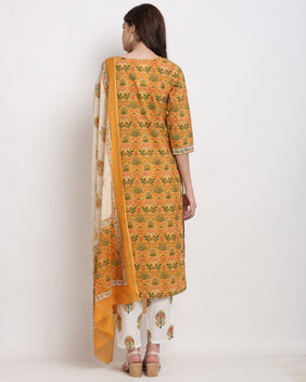 Admyrin Pure Cambric Cotton Embroidered Kurta Set With Dupatta