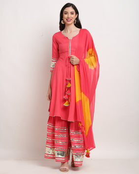 Admyrin Pure Cambric Cotton Solid Kurta Set With Dupatta