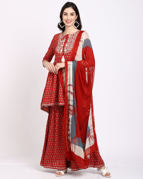 Admyrin Rayon Embroidered Kurta Set With Dupatta