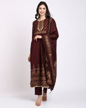 Admyrin Pure Cambric Cotton Printed Kurta Set With Dupatta