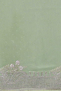 Admyrin Georgette Zari and Stone Work Designer Party Wear Saree with Blouse Piece