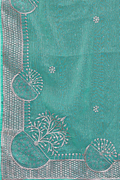 Admyrin Shimmer Zari and Stone Work Designer Party Wear Saree with Blouse Piece