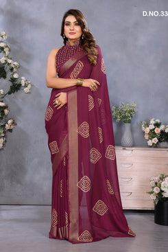 Admyrin Weightless Pattern Function Wear Saree with Blouse Piece