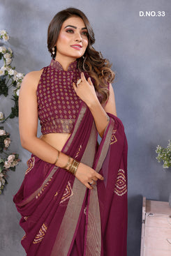 Admyrin Weightless Pattern Function Wear Saree with Blouse Piece