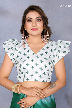 Admyrin Moss Base Function Wear Leheriya Print Saree with Blouse Piece