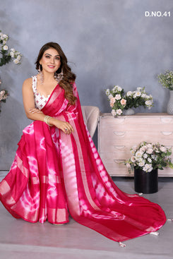Admyrin Moss Base Function Wear Leheriya Print Saree with Blouse Piece