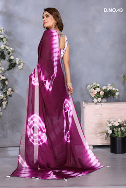 Admyrin Moss Base Function Wear Leheriya Print Saree with Blouse Piece