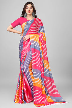 Admyrin Stylish & Beautiful Satin Georgette Digitally Printed Party Wear Sarees with Blouse Piece