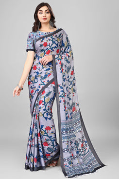 Admyrin Stylish & Beautiful Satin Georgette Digitally Printed Party Wear Sarees with Blouse Piece