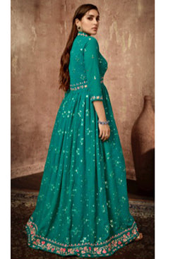 Admyrin Heavy Georgette Party Wear Designer Embroidered Heavy Gown With Dupatta