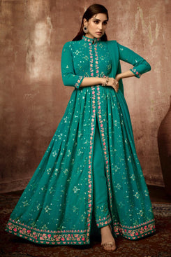 Admyrin Heavy Georgette Party Wear Designer Embroidered Heavy Gown With Dupatta