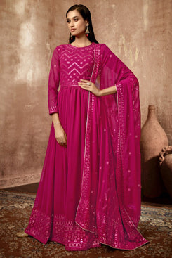 Admyrin Heavy Georgette Party Wear Designer Embroidered Heavy Gown With Dupatta