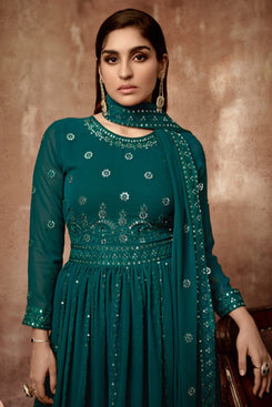 Admyrin Heavy Georgette Party Wear Designer Embroidered Heavy Gown With Dupatta