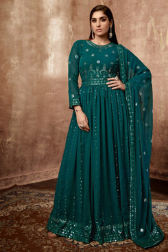 Admyrin Heavy Georgette Party Wear Designer Embroidered Heavy Gown With Dupatta