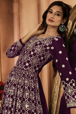 Admyrin Heavy Georgette Party Wear Designer Embroidered Heavy Gown With Dupatta
