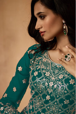 Admyrin Heavy Georgette Party Wear Designer Embroidered Heavy Gown With Dupatta