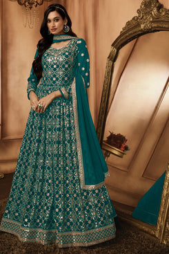 Admyrin Heavy Georgette Party Wear Designer Embroidered Heavy Gown With Dupatta