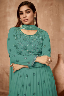 Admyrin Heavy Georgette Party Wear Designer Embroidered Heavy Gown With Dupatta