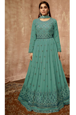 Admyrin Heavy Georgette Party Wear Designer Embroidered Heavy Gown With Dupatta