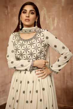 Admyrin Heavy Georgette Party Wear Designer Embroidered Heavy Gown With Dupatta