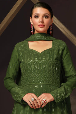 Admyrin Heavy Georgette Party Wear Designer Embroidered Heavy Gown With Dupatta