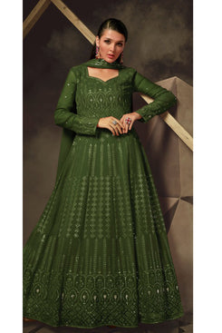 Admyrin Heavy Georgette Party Wear Designer Embroidered Heavy Gown With Dupatta