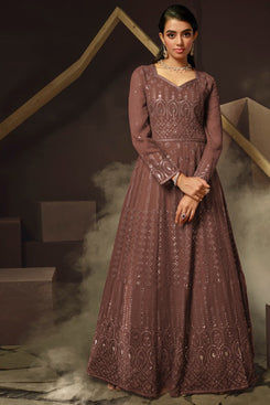 Admyrin Heavy Georgette Party Wear Designer Embroidered Heavy Gown With Dupatta