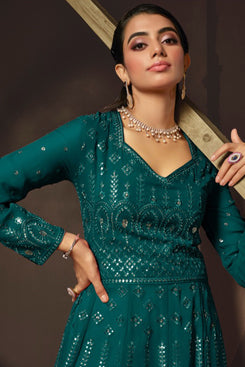Admyrin Heavy Georgette Party Wear Designer Embroidered Heavy Gown With Dupatta