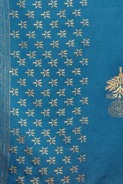 Admyrin Rama Blue Classic Cotton Blend Readymade Salwar Suit with Bottom and Dupatta