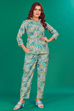 Admyrin Multi Color Cotton Digitally Printed Top With Pant