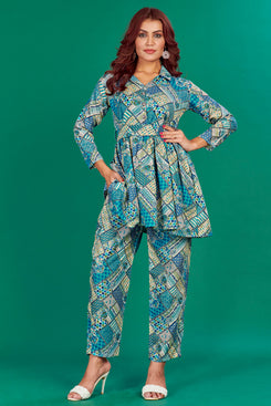 Admyrin Multi Color Cotton Digitally Printed Top With Pant