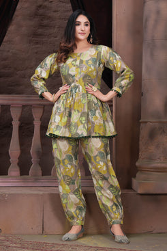 Admyrin Premium Chanderi Traditional Function Wear Readymade Kurti With Pant