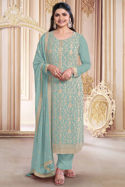 Classy Designer Admyrin Faux Georgette Semi-stitched Heavy Salwar Suit