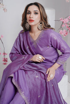 Admyrin Lavender Rayon Trendy Elementary Designer Readymade Salwar Suit